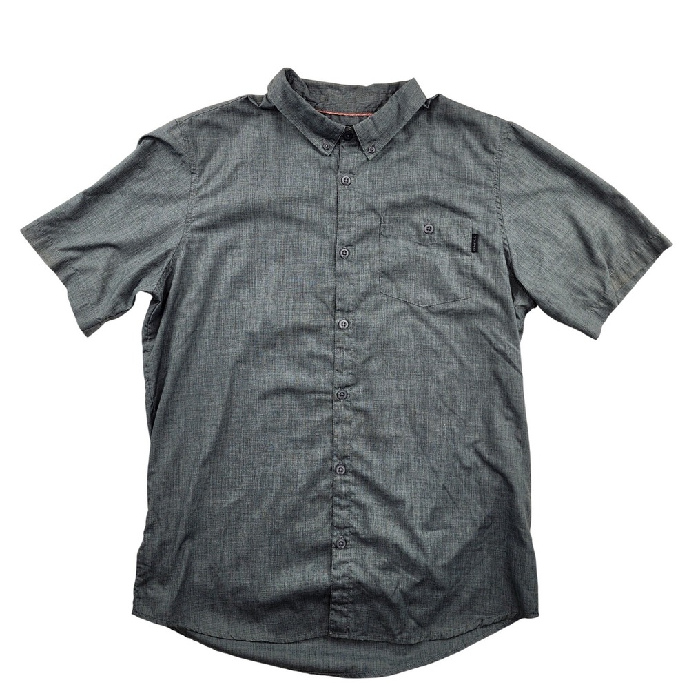 O'Neill Button Down Shirt Mens Large‎ Grey Short Sleeve Casual Cotton Blend